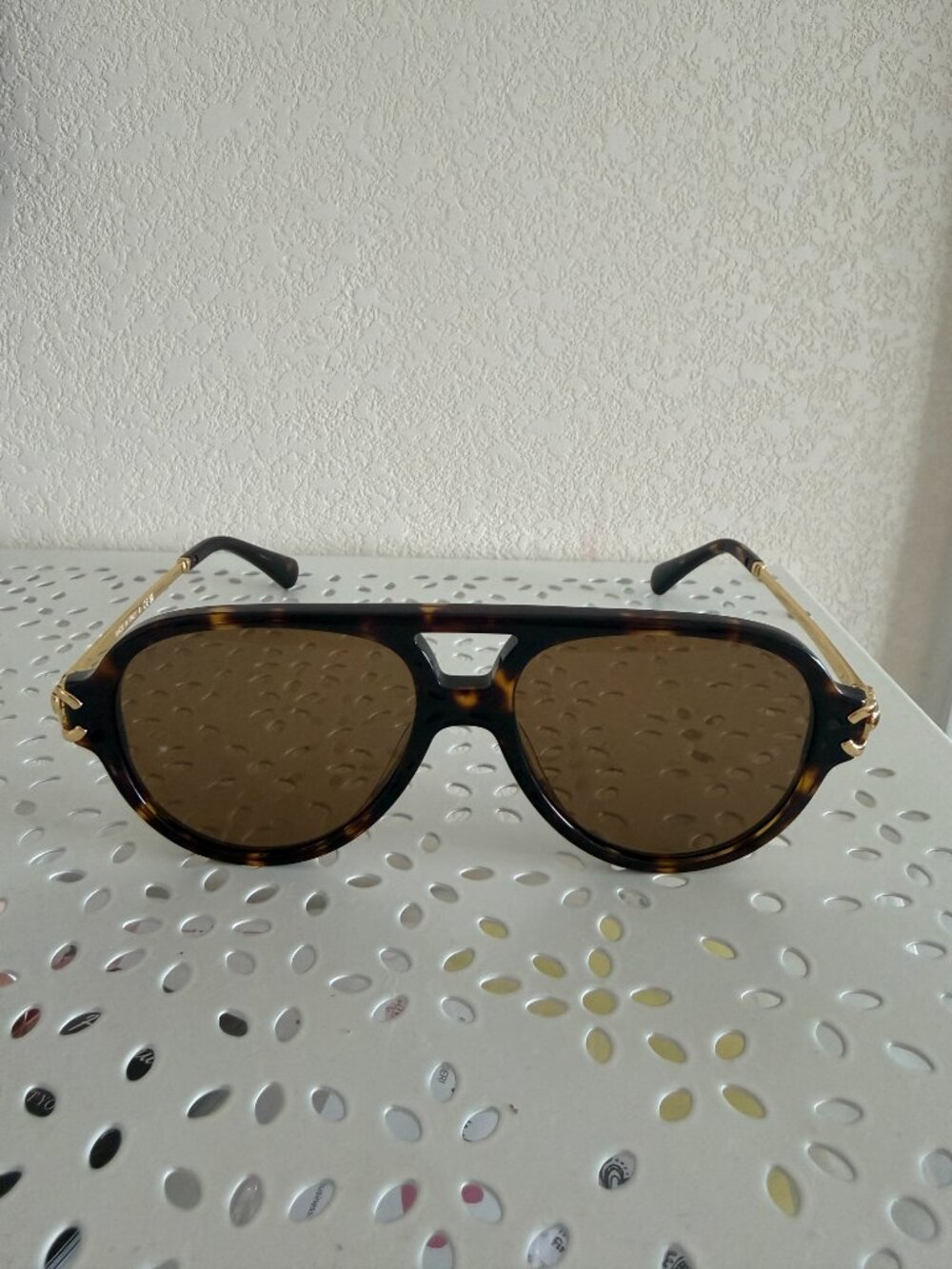 NWT CHANEL Tortoiseshell Aviator Sunglasses Gold CC Hardware NEW Authentic - Picture 2 of 12